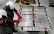 FILE PHOTO: Battery cell production in a Volkswagen pilot line in Salzgitter