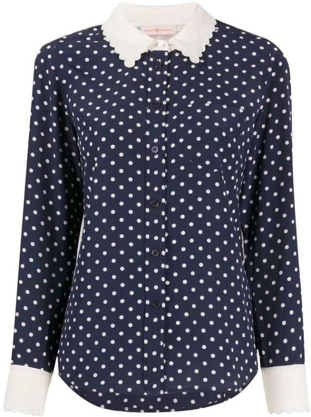 blue polka dot tops