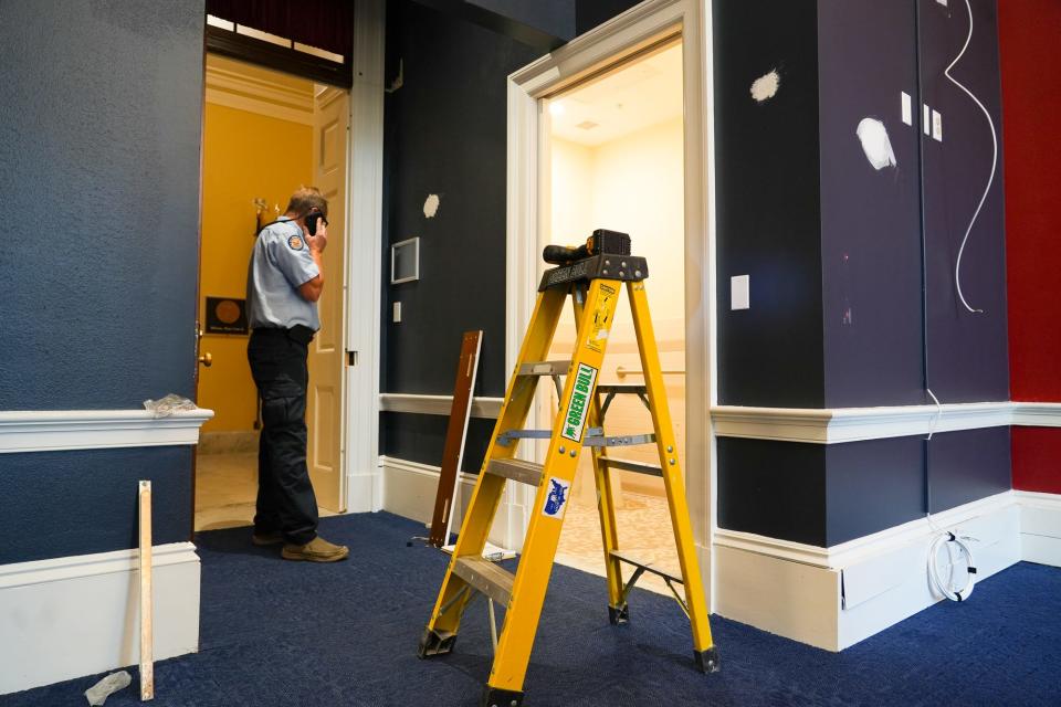 Nov 16, 2022; Washington, DC; U.S. Rep. Madison Cawthorn’s office is cleaned out Wednesday morning inside the Cannon House building. Mandatory Credit: Megan Smith-USA TODAY