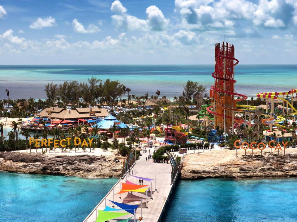 An aerial view of Coco Cay, the private island for Royal Caribbean International cruise line, in the Bahamas, photographed Sunday, Sept. 8, 2019. Coco Cay sustained only superficial damage from Hurricane Dorian. ()