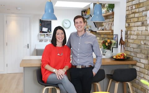 Picture shows Tom and Becky Raftery in the basement extension of their home in Berkhamsted - Credit: John Lawrence