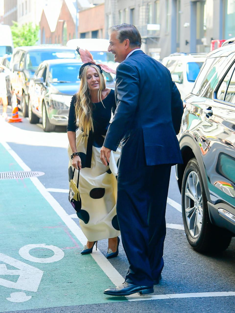 Sarah Jessica Parker and Chris Noth seen filming "And Just Like That..." in New York City