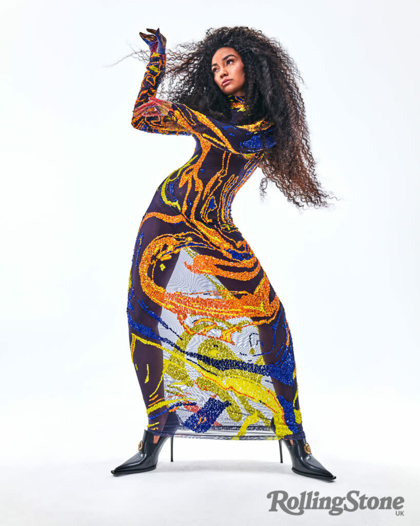 Leigh-Anne wears dress by Kai Collective, shoes by Versace (Picture: Mariano Vivanco)