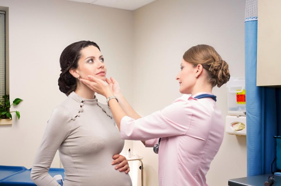 Thyroid Test with Doctor and Pregnant Woman