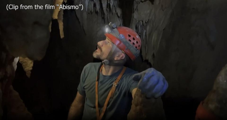 PHOTO: Mark Dickey is shown in the Cueva Gavilan cave in Mexico, in a clip from the documentary 'Abismo.' (Rob Spangler/Abismo)