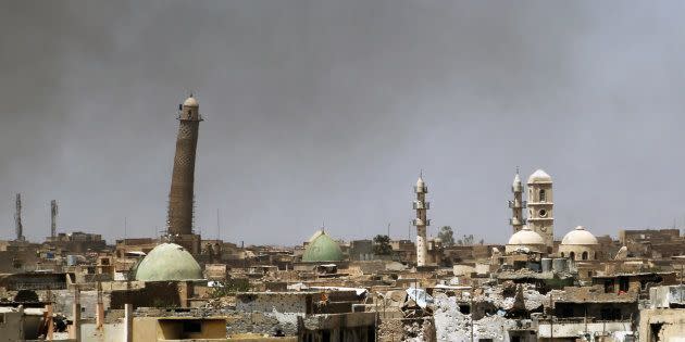 La mosquée Al-Nouri, reprise aux mains de Daech en 2017. Le président Macron se rendra sur le chantier de sa reconstruction. (Photo: AFP)