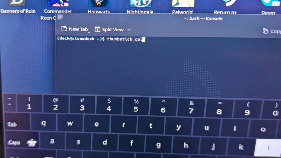 Steam Deck type thumbstick_cal and then press enter..