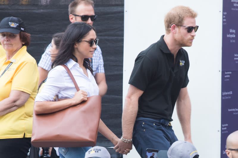 Meghan Markle carrying the Day Tote in cognac