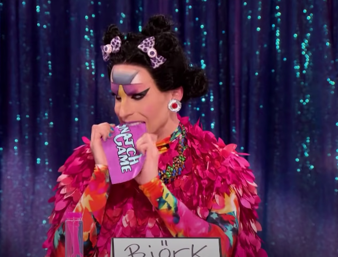What made it so great: Snatch Game on All Stars 2 had some heavy-hitter performances in it, like Alaska's Mae West and Alyssa Edward's Joan Crawford, but Katya managed to stand out by playing to her strengths as a queen and being a completely wacky version of an already eccentric personality, Björk. I don't think she ever even stayed on topic while answering the question.Possibly the best moment: When she unexpectedly took a bite out of her card. 