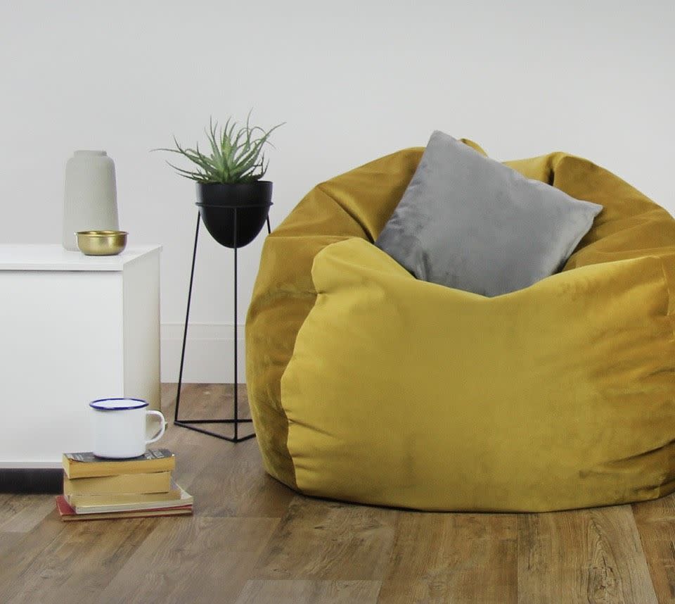 6) Large Velvet Bean Bag Chair & Lounger