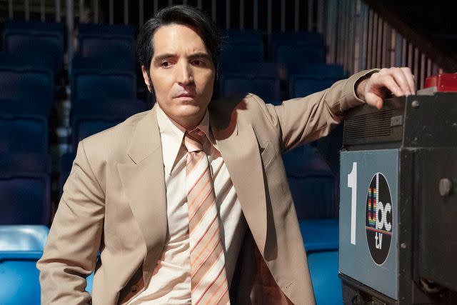 <p>Courtesy of IFC Films and Shudder</p> David Dastmalchian in <em>Late Night with the Devil</em> (2024)