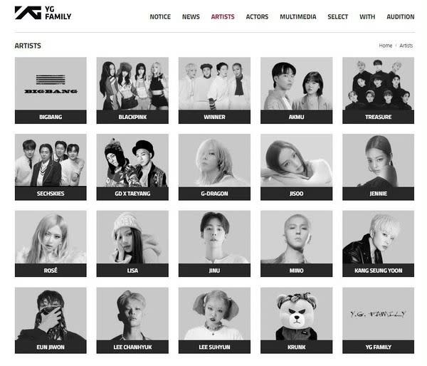 YG娛樂官網正式刪除GD。（圖／翻攝自YG官網）