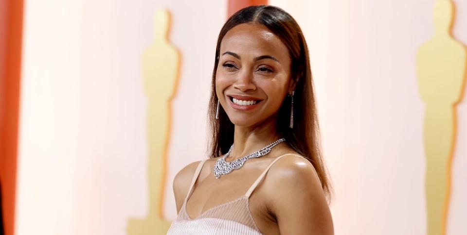 hollywood, california march 12 zoe saldana attends the 95th annual academy awards on march 12, 2023 in hollywood, california photo by mike coppolagetty images