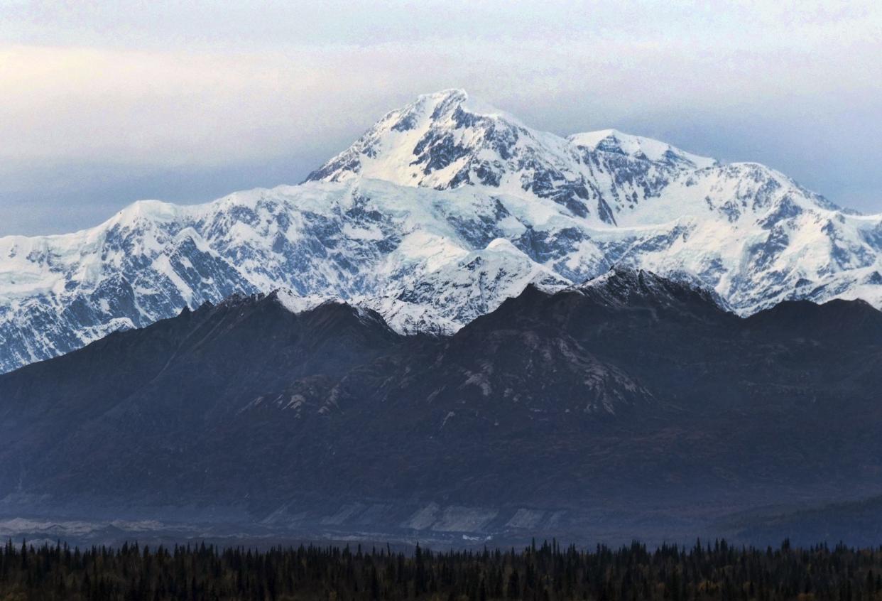 In this Oct. 1, 2017, photo, North America's tallest peak, Denali, is seen from a turnout in Denali State Park, Alaska. 