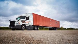 Schneider Intermodal truck and container.