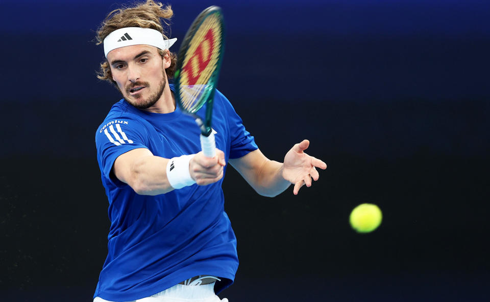 Stefanos Tsitsipas, pictured here in action for Greece at the United Cup.