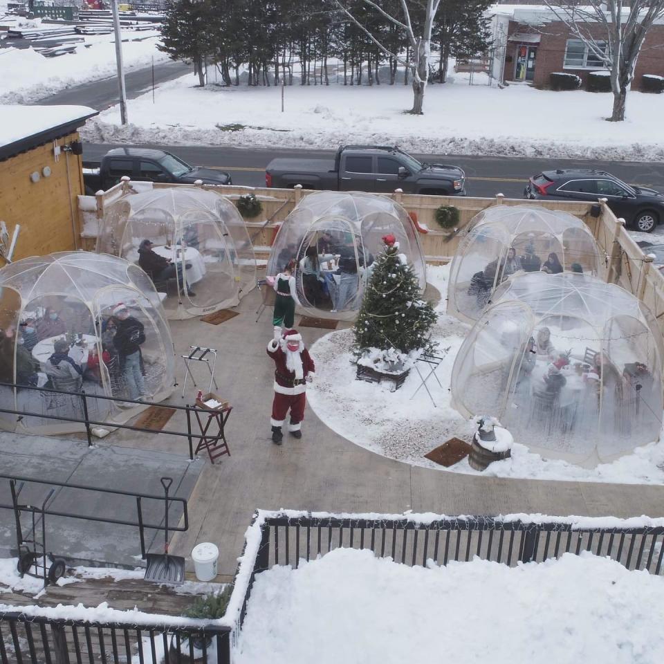 The igloos at Riverhouse in Taunton, seen here around Christmastime 2020.