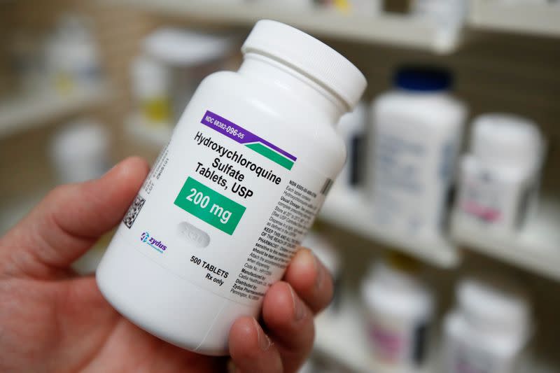 The drug hydroxychloroquine, pushed by U.S. President Donald Trump and others in recent months as a possible treatment to people infected with the coronavirus disease (COVID-19), is displayed by a pharmacist in Provo