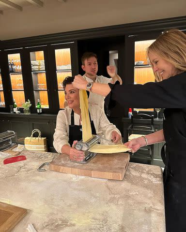 <p>Kris Jenner/Instagram</p> Kris also got busy in the kitchen making some pasta during her trip