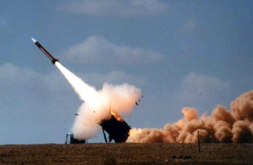 Patriot anti-missile missile is launched during joint US-Israeli military excercise in Israel's Negev desert