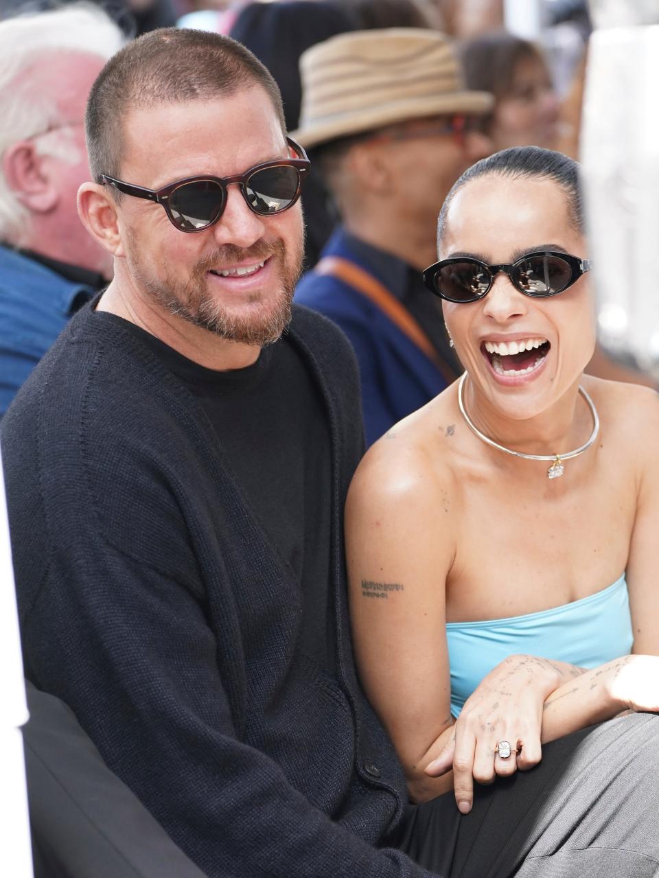 Kravitz, right, and Tatum, left, smile from ear to ear as they attend the Hollywood Walk of Fame ceremony honoring Kravitz's father Lenny Kravitz.