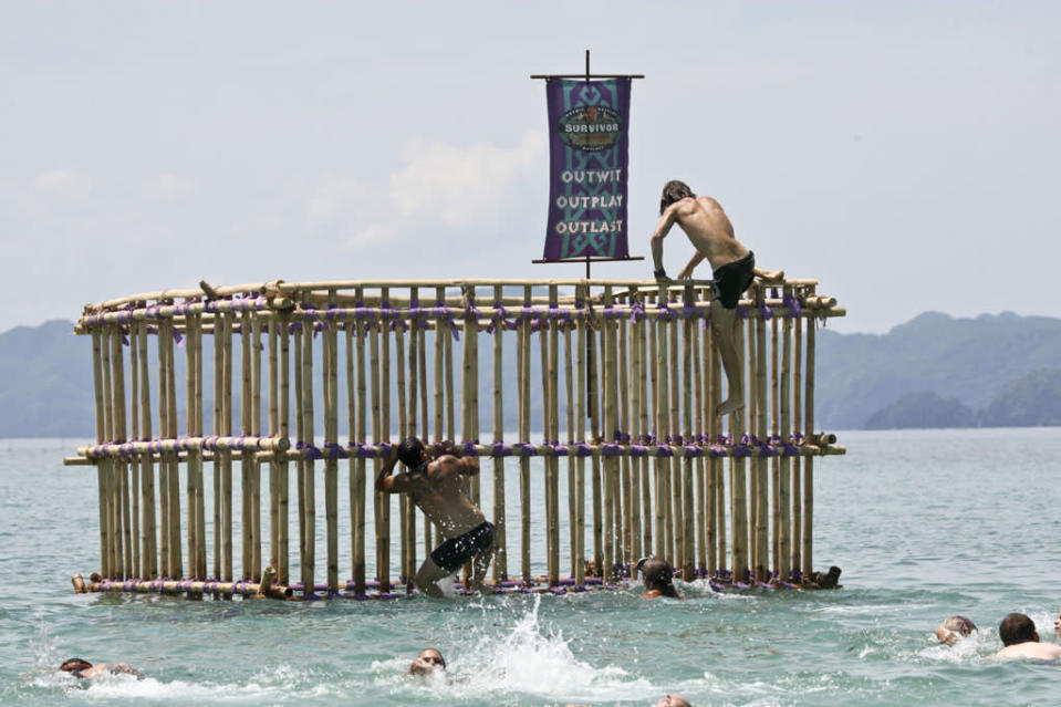 "There's Gonna be Hell to Pay" - Brandon Hantz and Erik Reichenbach of the Bikal Tribe climb up an obstacle during the Immunity Challenge on the third episode of "Survivor: Caramoan - Fans vs. Favorites."