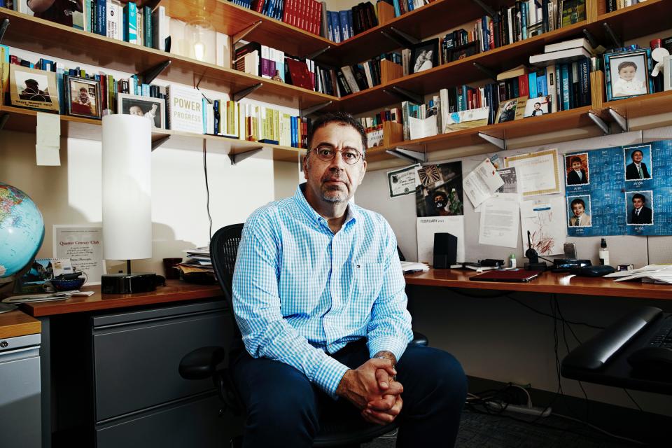 Daron Acemoglu in his office