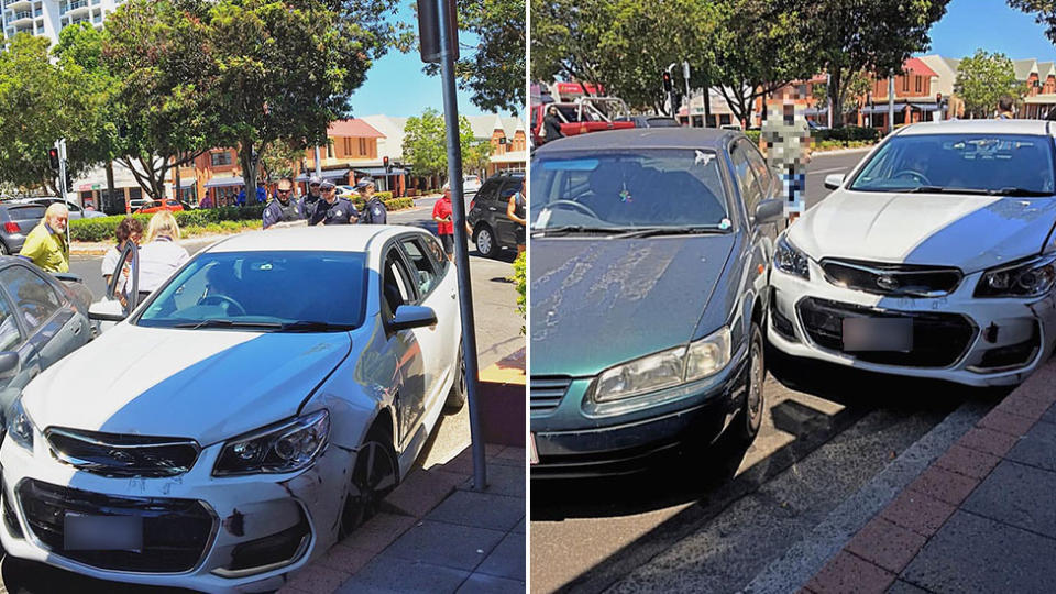 Photos of the car crash in Cairns, where an international driver reportedly crashed the hire car just 30 minutes after hiring it.