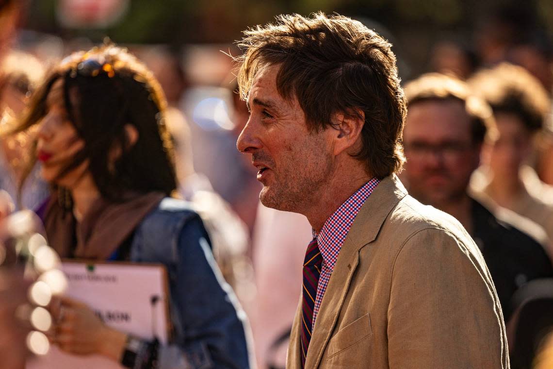 Actor Luke Wilson, who plays Bobby Ratliff, is interviewed on the red carpet for the world premiere of the movie “You Gotta Believe” outside of the AMC Palace 9 Theatre in downtown Fort Worth on Thursday, Aug. 29, 2024. The film is based on the 2002 Westside Little League baseball team’s run to the World Series, after the team was inspired by a teammate’s father’s cancer diagnosis.