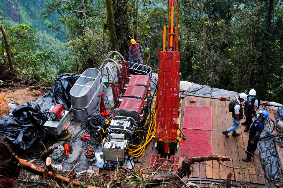 Workers on a drill pad for Libero Copper & Gold's Mocoa project. (Libero Copper & Gold)