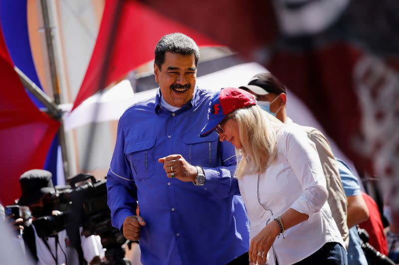 FILE PHOTO: Venezuelan workers celebrate May Day, in Caracas