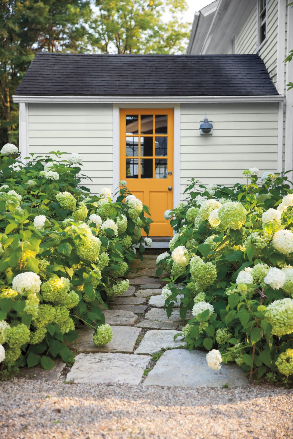 country home with yellow side door