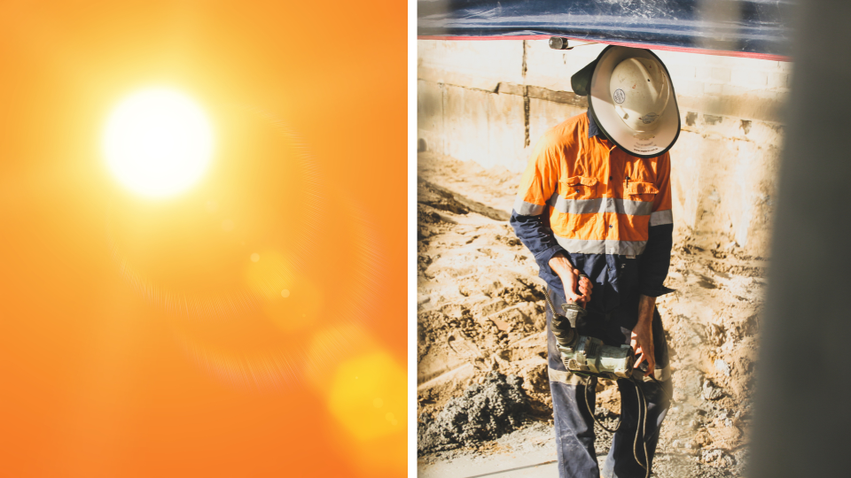 Pictured: Hot sun, tradie. Images: Getty