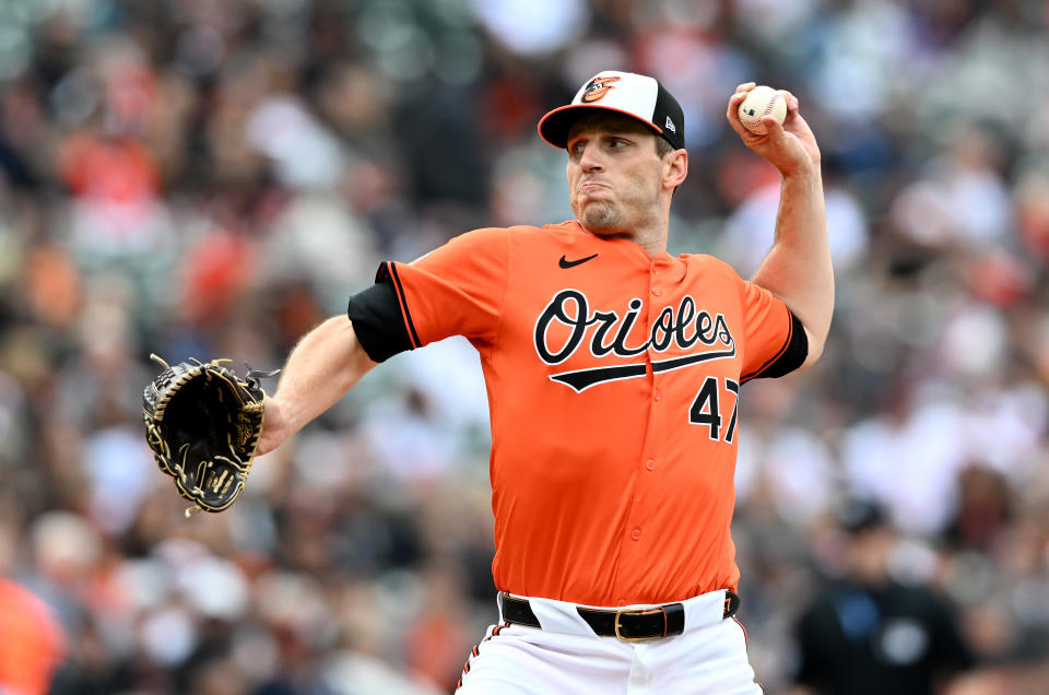 BALTIMORE, MARYLAND - MAY 11: John Means #47 of the Baltimore Orioles pitches against the Arizona Diamondbacks at Oriole Park at Camden Yards on May 11, 2024 in Baltimore, Maryland. (Photo by G Fiume/Getty Images)