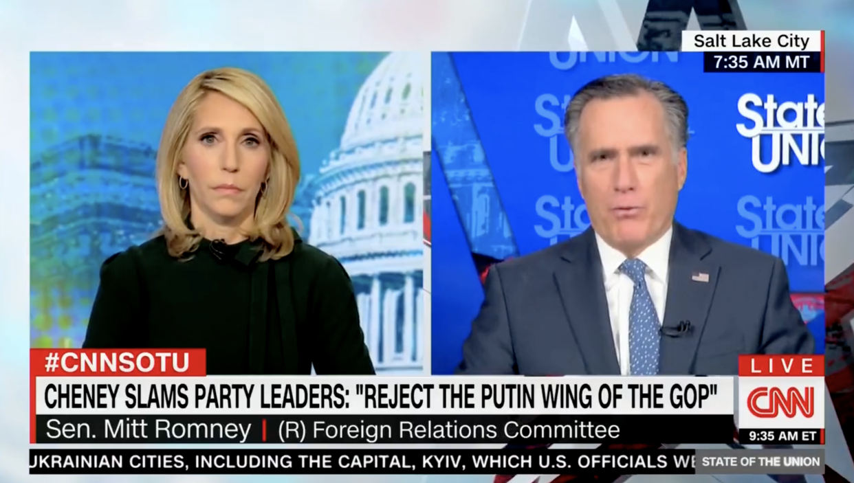 CNN anchor Dana Bash interviews Sen. Mitt Romney. (Screenshot: Twitter/@CNNSotu)