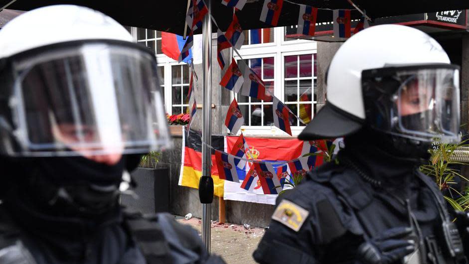 Police in Gelsenkirchen before England vs Serbia