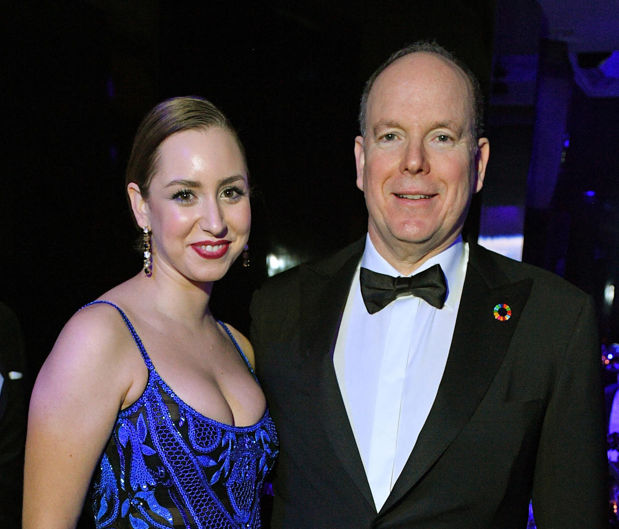 Jazmin Grace Grimaldi and her father Prince Albert pose together in formalwear. (George Pimentel / WireImage)