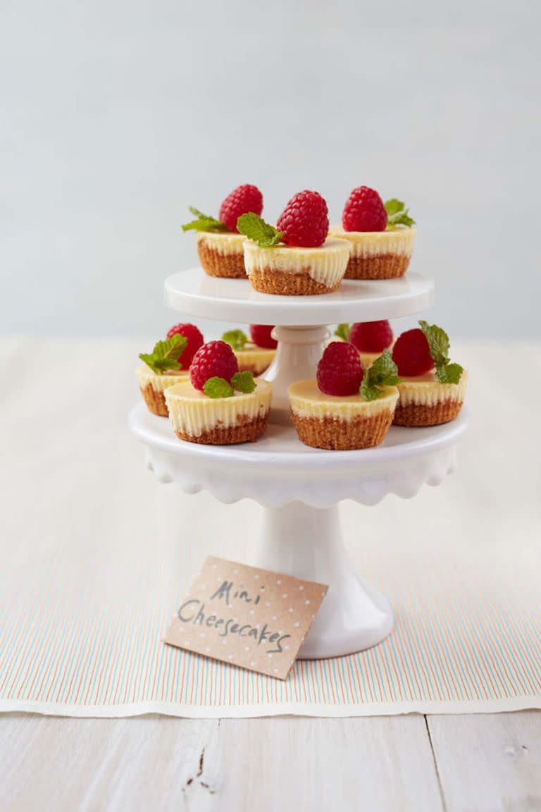 <p>Mini cheesecakes are the perfect end to a big Easter brunch. </p><p>Get the <strong><a href="https://www.womansday.com/food-recipes/food-drinks/recipes/a39612/mix-match-mini-cheesecakes-recipe-ghk0514/" rel="nofollow noopener" target="_blank" data-ylk="slk:Mix and Match Mini Cheesecakes recipe;elm:context_link;itc:0;sec:content-canvas" class="link ">Mix and Match Mini Cheesecakes recipe</a></strong>. </p>