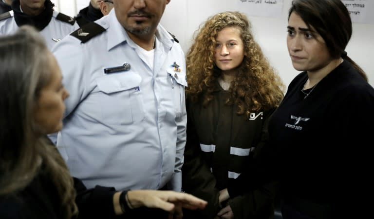 An Israeli military judge has ordered 16-year-old Palestinian Ahed Tamimi, seen here at a previous hearing on January 15, 2018, held in custody until trial