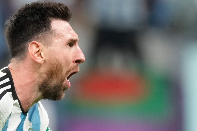 Lionel Messi festeja uno de sus tantos goles con la selección argentina; es el máximo goleador