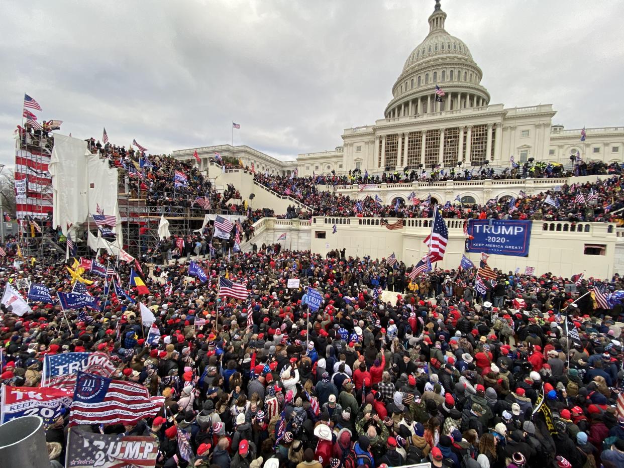 Throngs of Trump supporters gather outside the Capitol in Washington, D.C., on Jan. 6, 2021.