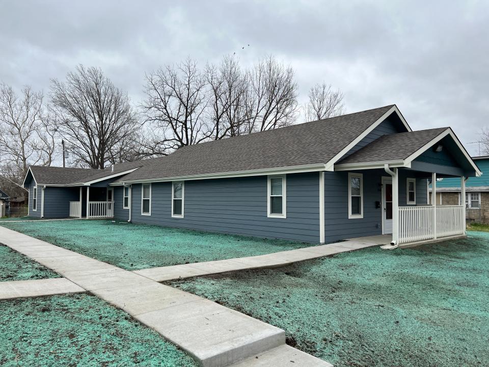 A close-up of one of the new properties built by Cornerstone of Topeka and Shirley Construction.