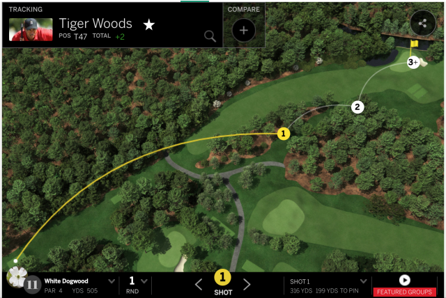 Tiger Woods was all over the place on Hole 11. (Masters.com)