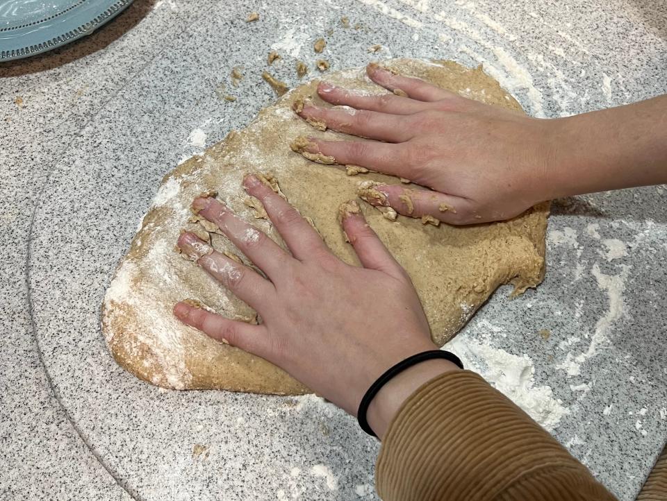 patting the dough