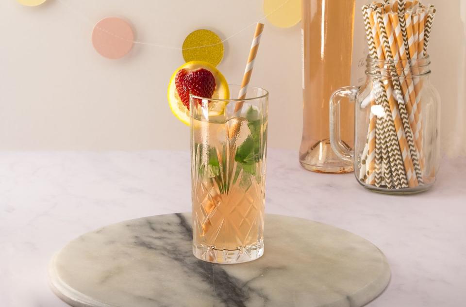 <p>Limoncello and rosé proves to be the perfect combination. Just add basil leaves. </p><p><strong>Recipe: <a href="https://www.goodhousekeeping.com/uk/food/recipes/a27252978/rose-limoncello-cocktail/" rel="nofollow noopener" target="_blank" data-ylk="slk:Limoncello rosé;elm:context_link;itc:0;sec:content-canvas" class="link ">Limoncello rosé</a></strong></p>