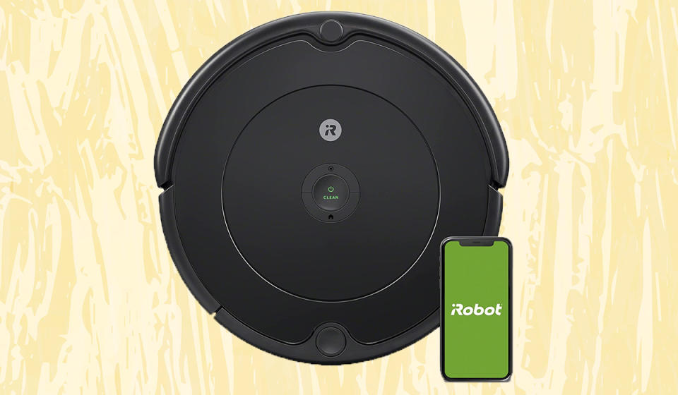 the iRobot Roomba 692 robot vacuum on a yellow background