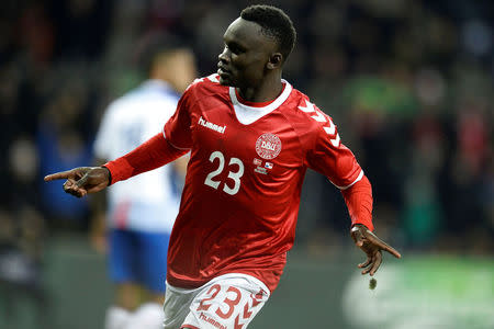 Soccer - International Friendly - Denmark vs Panama - Broendby stadium, Copenhagen, Denmark - March 22, 2018. Denmark's Pione Sisto reacts. Ritzau Scanpix/Mads Claus Rasmussen via REUTERS