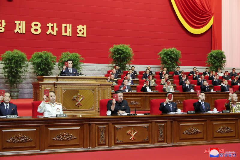 North Korean leader Kim Jong Un attends the 8th Congress of the Workers' Party in Pyongyang