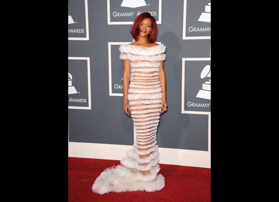 Singer Rihanna arrives at The 53rd Annual GRAMMY Awards held at Staples Center on February 13, 2011 in Los Angeles, California.