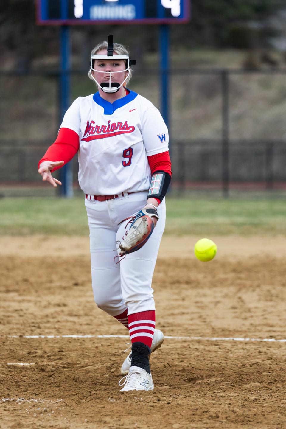 Winnacunnet senior Maddy Eaton delivers a pitch during Wednesday's season-opening win over Keene. Eaton allowed three hits and struck out four over six innings.